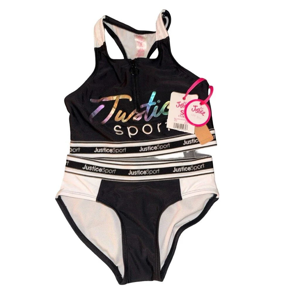Justice Sport girls two piece swimsuit size 7-8